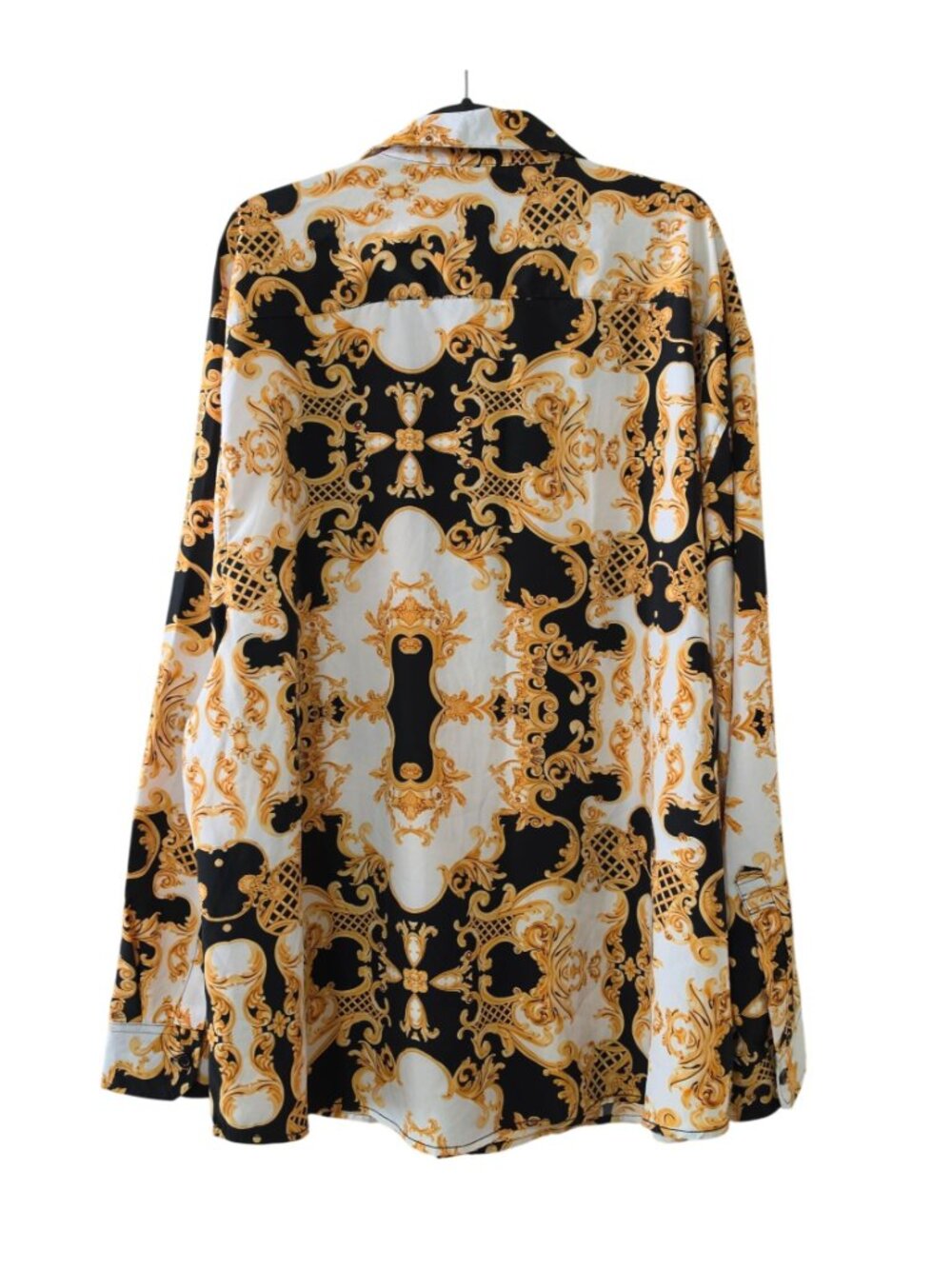 Baroque Gold Filigree Button-Down Dress Shirt Black White Men's 5X NWT - Picture 5 of 7